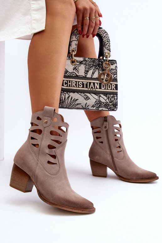 Pele Botas Com recortes Tem que serciejka 06412-04 bege