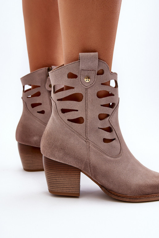 Pele Botas Com recortes Tem que serciejka 06412-04 bege