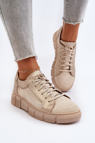 Sapatos femininos de couro Tai turiciejka 05850-22 marfim