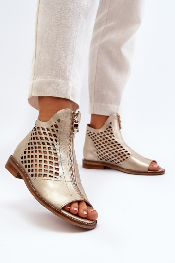 Zazoo 977/L Pele Sandálias perfuradas Casal o castelo cor dourada