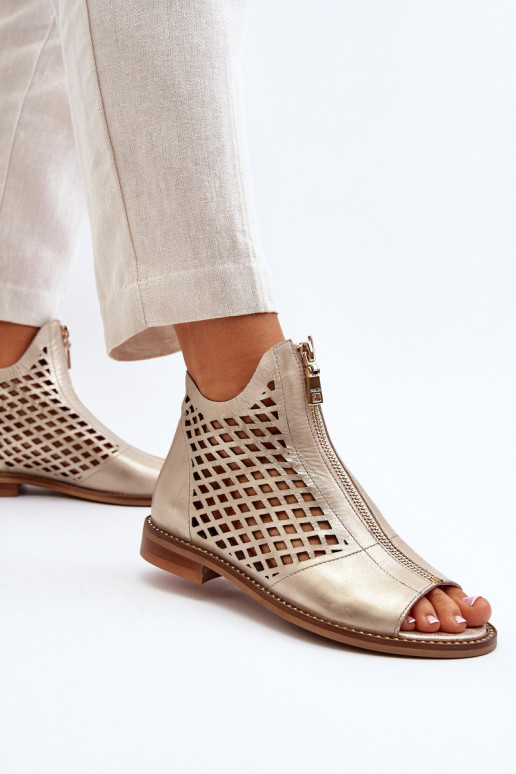 Zazoo 977/L Pele Sandálias perfuradas Casal o castelo cor dourada Zazoo 977/L Pele Sandálias perfuradas Casal o castelo cor dourada