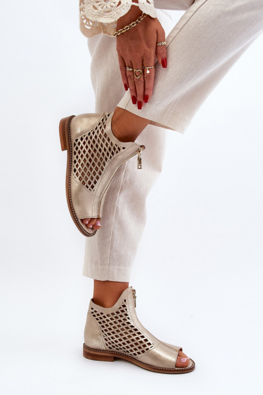 Zazoo 977/L Pele Sandálias perfuradas Casal o castelo cor dourada Zazoo 977/L Pele Sandálias perfuradas Casal o castelo cor dourada