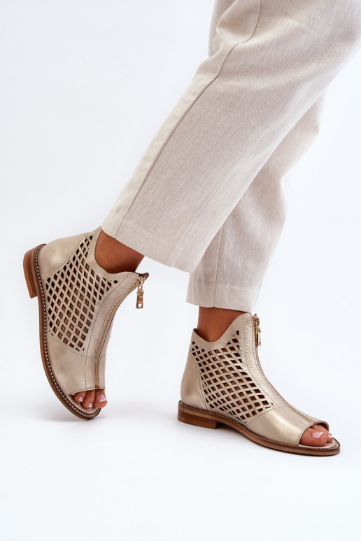 Zazoo 977/L Pele Sandálias perfuradas Casal o castelo cor dourada Zazoo 977/L Pele Sandálias perfuradas Casal o castelo cor dourada