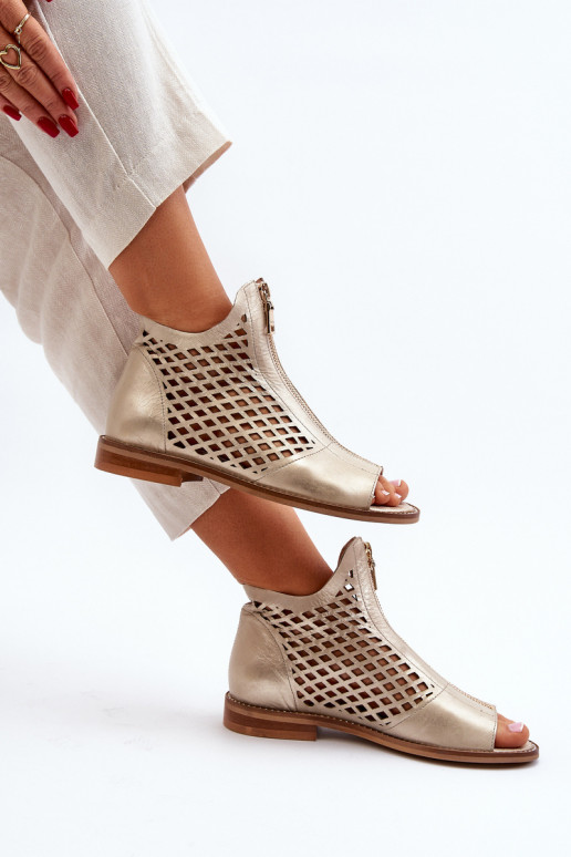 Zazoo 977/L Pele Sandálias perfuradas Casal o castelo cor dourada Zazoo 977/L Pele Sandálias perfuradas Casal o castelo cor dourada