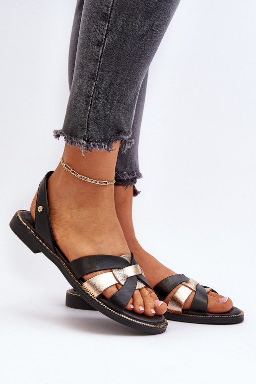 Zazoo 40382 Sandálias femininas Pele cor preta Zazoo 40382 Sandálias femininas Pele cor preta