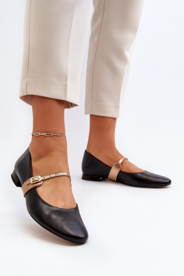 Bailarinas Feminino com salto largo Laura Messi 2774 cor preta