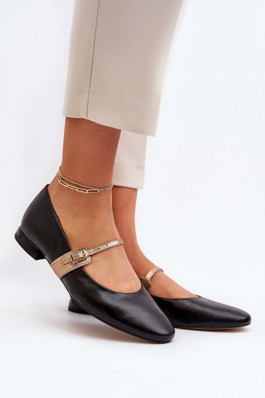 Bailarinas Feminino com salto largo Laura Messi 2774 cor preta