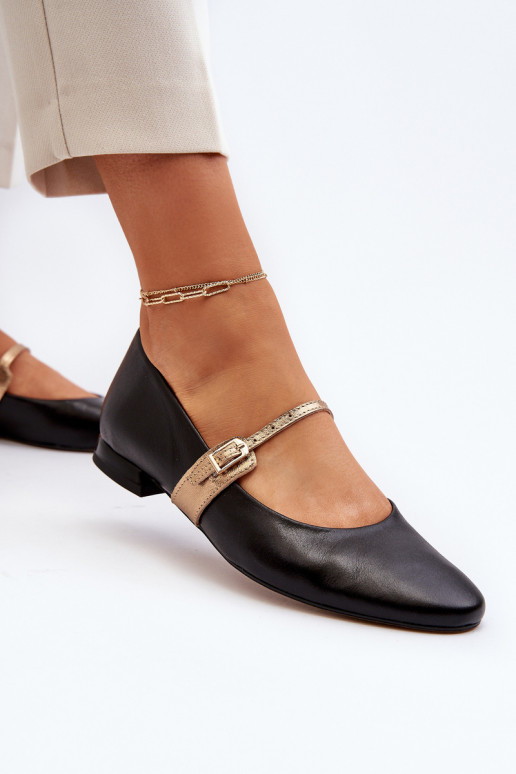 Bailarinas Feminino com salto largo Laura Messi 2774 cor preta