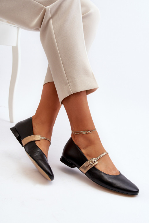 Bailarinas Feminino com salto largo Laura Messi 2774 cor preta