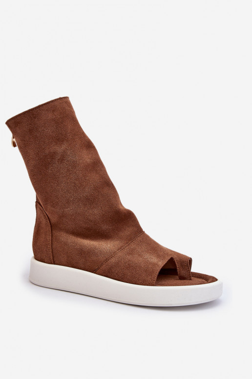 Zazoo 3441 Sandálias femininas de camurçaCholeParaka cor marrom Zazoo 3441 Sandálias femininas de camurçaCholeParaka cor marrom