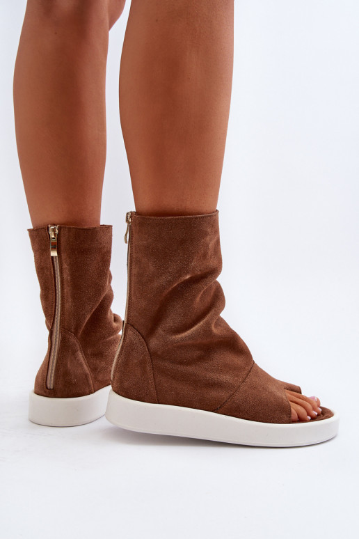 Zazoo 3441 Sandálias femininas de camurçaCholeParaka cor marrom Zazoo 3441 Sandálias femininas de camurçaCholeParaka cor marrom