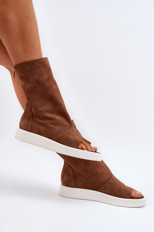 Zazoo 3441 Sandálias femininas de camurçaCholeParaka cor marrom Zazoo 3441 Sandálias femininas de camurçaCholeParaka cor marrom