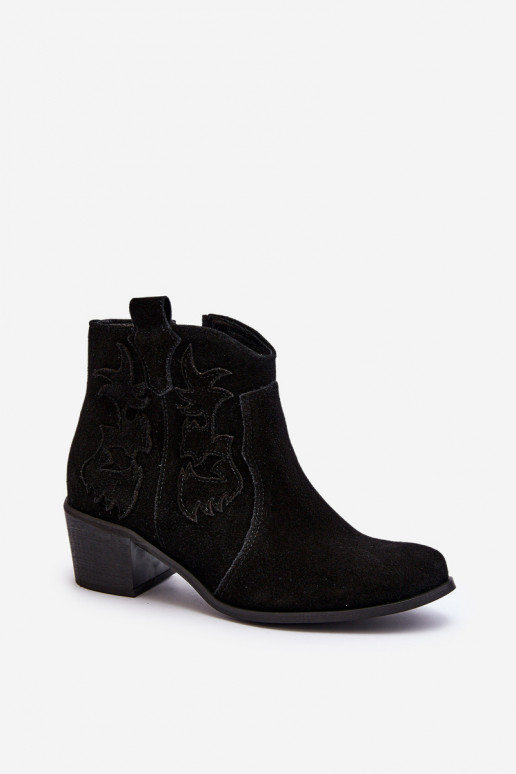 Zazoo 3426 Feminino Sapatos de camurça estilo vaqueiro cor preta Zazoo 3426 Feminino Sapatos de camurça estilo vaqueiro cor preta