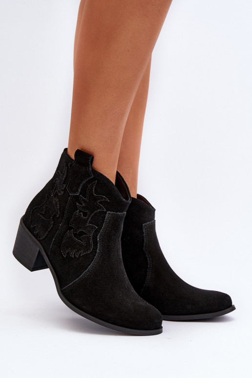 Zazoo 3426 Feminino Sapatos de camurça estilo vaqueiro cor preta Zazoo 3426 Feminino Sapatos de camurça estilo vaqueiro cor preta