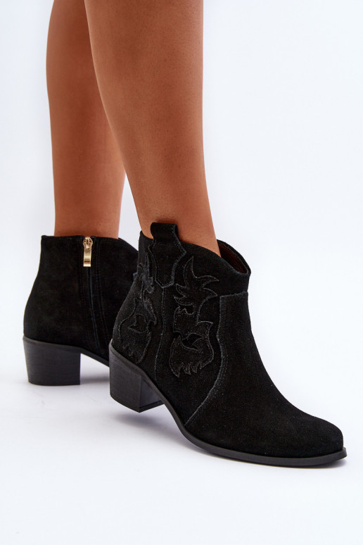 Zazoo 3426 Feminino Sapatos de camurça estilo vaqueiro cor preta Zazoo 3426 Feminino Sapatos de camurça estilo vaqueiro cor preta