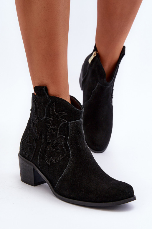 Zazoo 3426 Feminino Sapatos de camurça estilo vaqueiro cor preta Zazoo 3426 Feminino Sapatos de camurça estilo vaqueiro cor preta