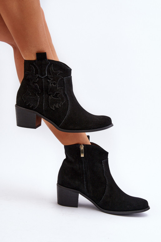 Zazoo 3426 Feminino Sapatos de camurça estilo vaqueiro cor preta Zazoo 3426 Feminino Sapatos de camurça estilo vaqueiro cor preta