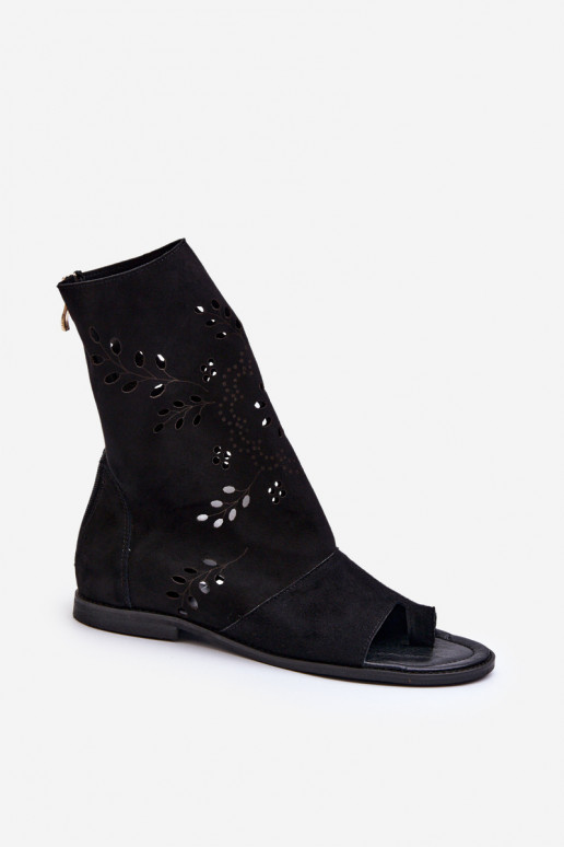 Zazoo 3437 Feminino Sandálias de camurça com uma bota Casal o castelo cor preta Zazoo 3437 Feminino Sandálias de camurça com uma bota Casal o castelo cor preta