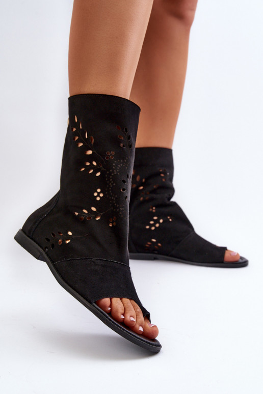 Zazoo 3437 Feminino Sandálias de camurça com uma bota Casal o castelo cor preta Zazoo 3437 Feminino Sandálias de camurça com uma bota Casal o castelo cor preta