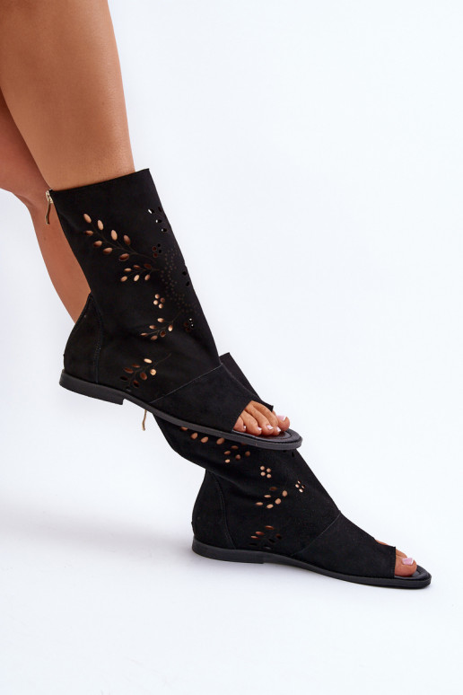 Zazoo 3437 Feminino Sandálias de camurça com uma bota Casal o castelo cor preta Zazoo 3437 Feminino Sandálias de camurça com uma bota Casal o castelo cor preta