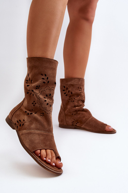 Zazoo 3437 Feminino Sandálias de camurça com uma bota Casal o castelo cor marrom Zazoo 3437 Feminino Sandálias de camurça com uma bota Casal o castelo cor marrom