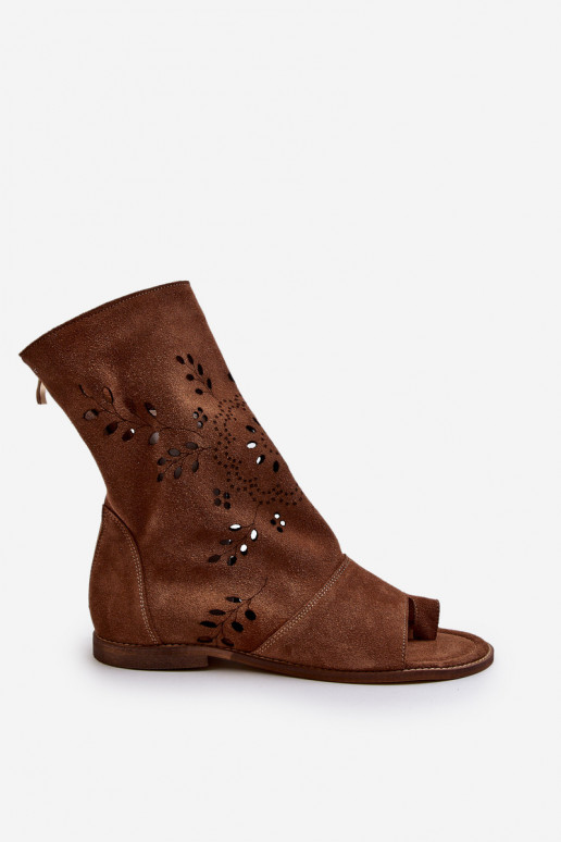 Zazoo 3437 Feminino Sandálias de camurça com uma bota Casal o castelo cor marrom Zazoo 3437 Feminino Sandálias de camurça com uma bota Casal o castelo cor marrom