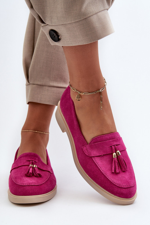 Zazoo 3420 Mocassins de camurça Feminino com salto largo Fuskja Zazoo 3420 Mocassins de camurça Feminino com salto largo Fuskja