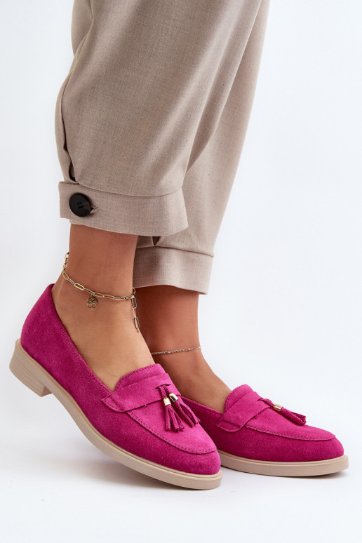 Zazoo 3420 Mocassins de camurça Feminino com salto largo Fuskja Zazoo 3420 Mocassins de camurça Feminino com salto largo Fuskja