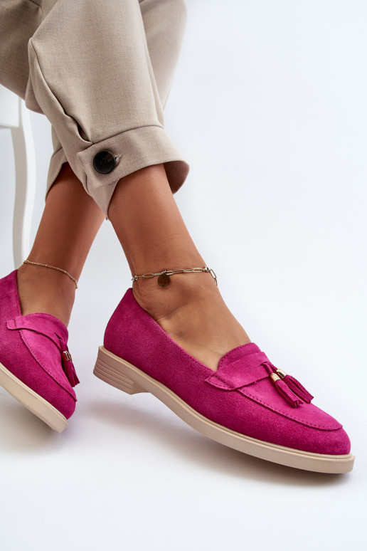 Zazoo 3420 Mocassins de camurça Feminino com salto largo Fuskja Zazoo 3420 Mocassins de camurça Feminino com salto largo Fuskja