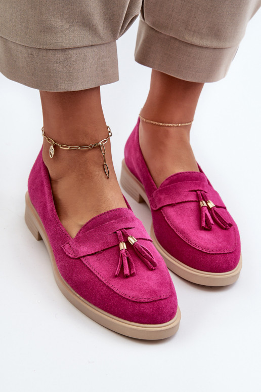 Zazoo 3420 Mocassins de camurça Feminino com salto largo Fuskja Zazoo 3420 Mocassins de camurça Feminino com salto largo Fuskja