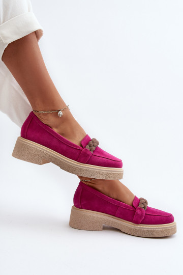 Zazoo 3429/EM Mocassins elegantes de camurça com enfeites cor rosa 2