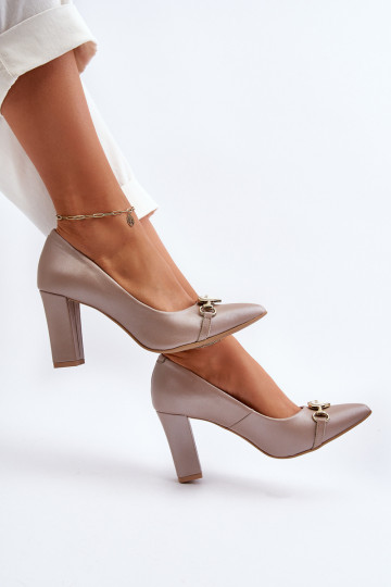 Zazoo 2453/OS Sapatos de couro com salto e corações perolados 2