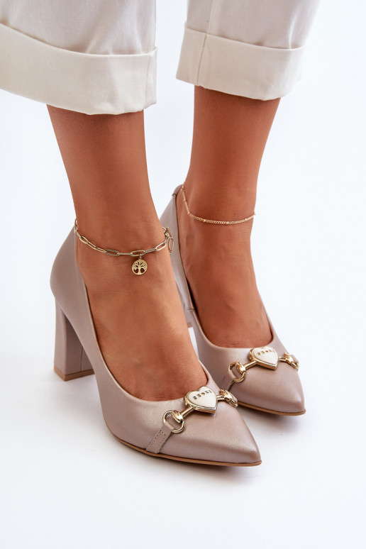 Zazoo 2453/OS Pele Sapato com salto com corações madrepérola Zazoo 2453/OS Pele Sapato com salto com corações madrepérola