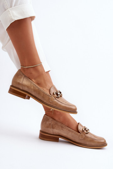 Mocassins de couro envernizados femininos Laura Messi 2760 cor marrom 2