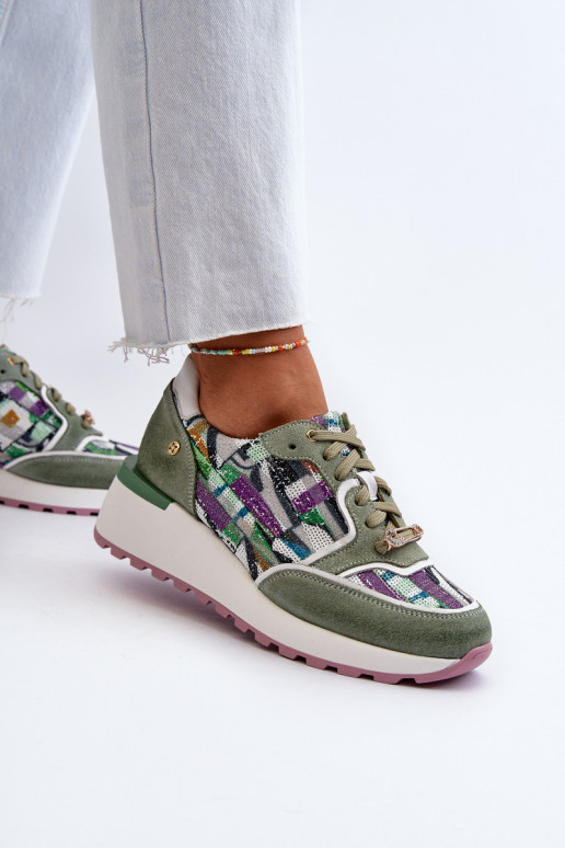 Pele À modalo de tênis Feminino com uma plataforma Tem que serciejka 06390-09 SeledynoParae Pele À modalo de tênis Feminino com uma plataforma Tem que serciejka 06390-09 SeledynoParae