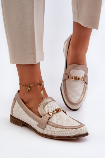 Pele Mocassins com enfeites cor dourada Tem que serciejka 06442-25 cor dourada