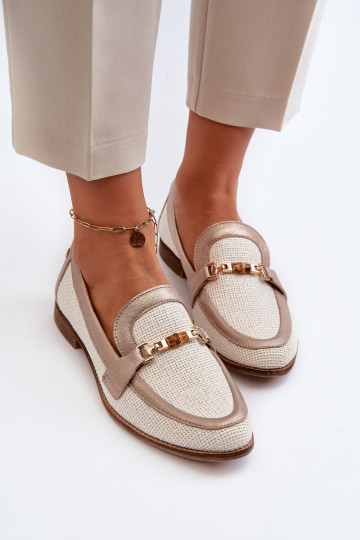 Pele Mocassins com enfeites cor dourada Tem que serciejka 06442-25 cor dourada 2