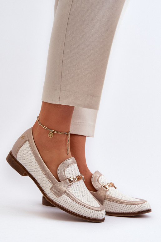 Pele Mocassins com enfeites cor dourada Tem que serciejka 06442-25 cor dourada Pele Mocassins com enfeites cor dourada Tem que serciejka 06442-25 cor dourada