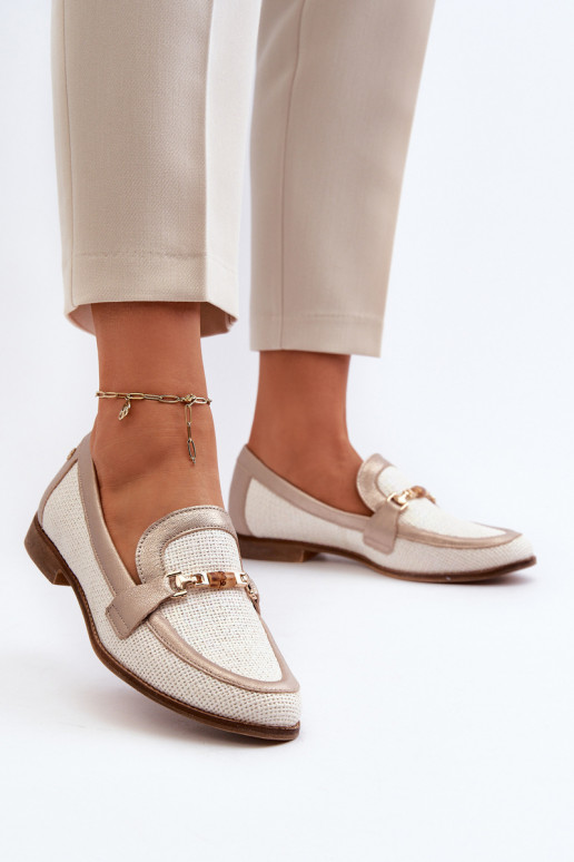 Pele Mocassins com enfeites cor dourada Tem que serciejka 06442-25 cor dourada Pele Mocassins com enfeites cor dourada Tem que serciejka 06442-25 cor dourada