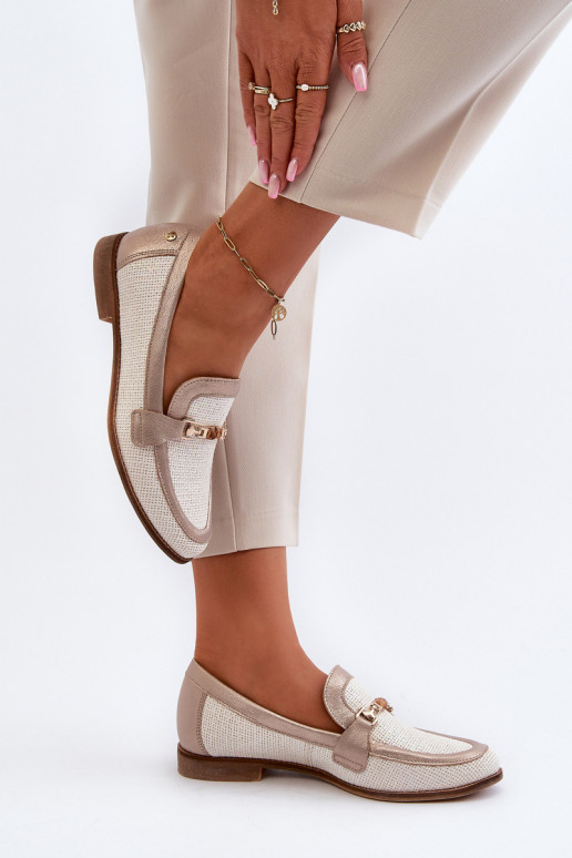 Pele Mocassins com enfeites cor dourada Tem que serciejka 06442-25 cor dourada Pele Mocassins com enfeites cor dourada Tem que serciejka 06442-25 cor dourada