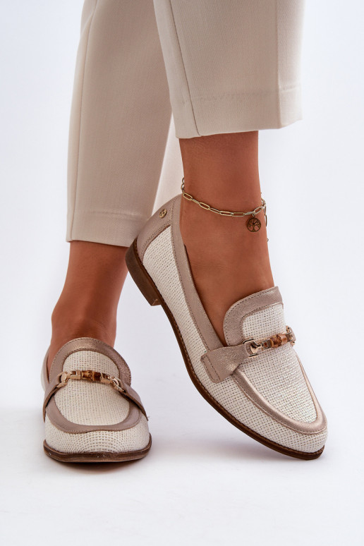 Pele Mocassins com enfeites cor dourada Tem que serciejka 06442-25 cor dourada Pele Mocassins com enfeites cor dourada Tem que serciejka 06442-25 cor dourada