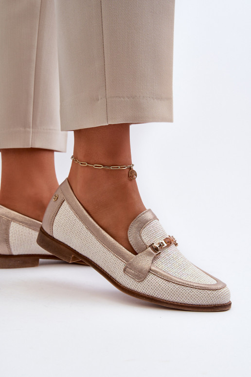 Pele Mocassins com enfeites cor dourada Tem que serciejka 06442-25 cor dourada Pele Mocassins com enfeites cor dourada Tem que serciejka 06442-25 cor dourada