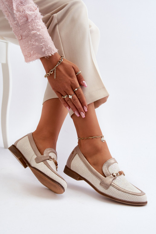 Pele Mocassins com enfeites cor dourada Tem que serciejka 06442-25 cor dourada Pele Mocassins com enfeites cor dourada Tem que serciejka 06442-25 cor dourada