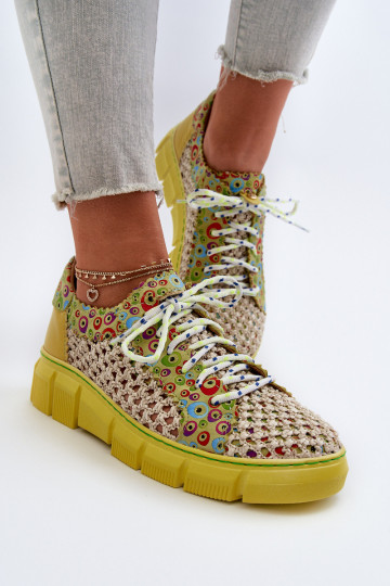 Sapatos femininos de couro Tai turiciejka 05850-09 cor limão