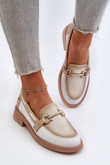 Pele Mocassins sapato Feminino Tem que serciejka 06493-11 Branco-bege