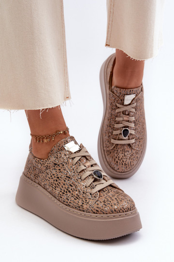 Pele tênis com uma plataforma Tem que serciejka 06191-10 bege