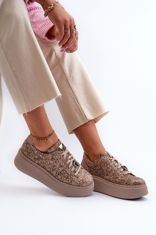 Pele tênis com uma plataforma Tem que serciejka 06191-10 bege