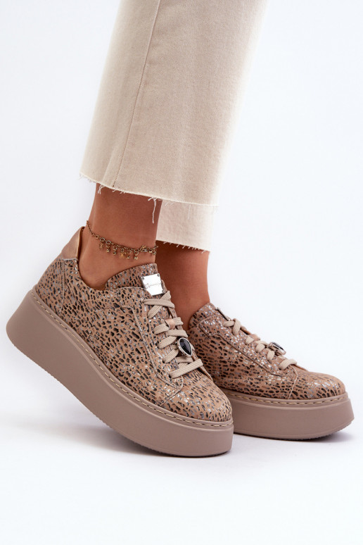 Pele tênis com uma plataforma Tem que serciejka 06191-10 bege