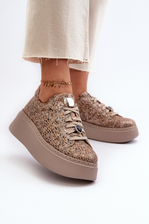 Pele tênis com uma plataforma Tem que serciejka 06191-10 bege