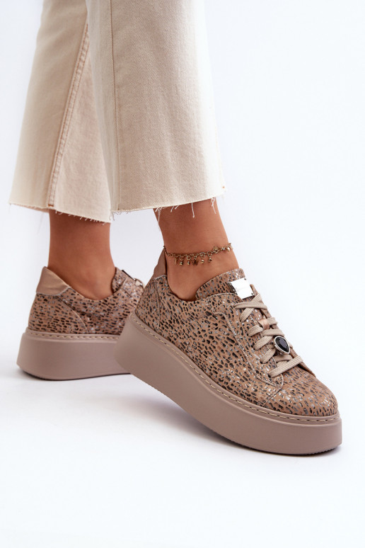 Pele tênis com uma plataforma Tem que serciejka 06191-10 bege